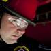 Emergency rescue technician Erik Marshal looks toward the Ann Arbor skyline before entering the crane cab to simulate a rescue mission on Sunday. Daniel Brenner I AnnArbor.com